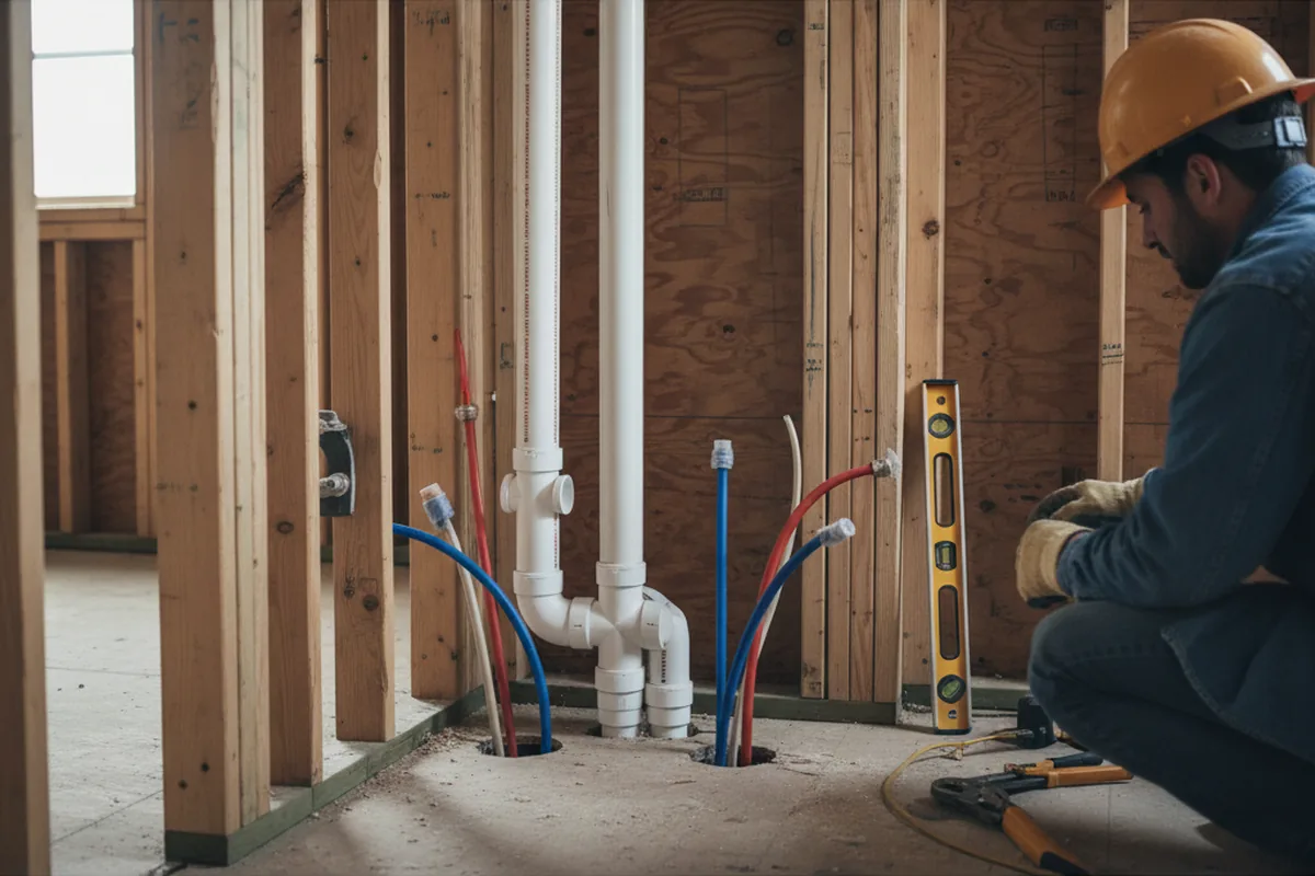 Drain and supply rough-in during Toilet Repair and Installation in Ayer