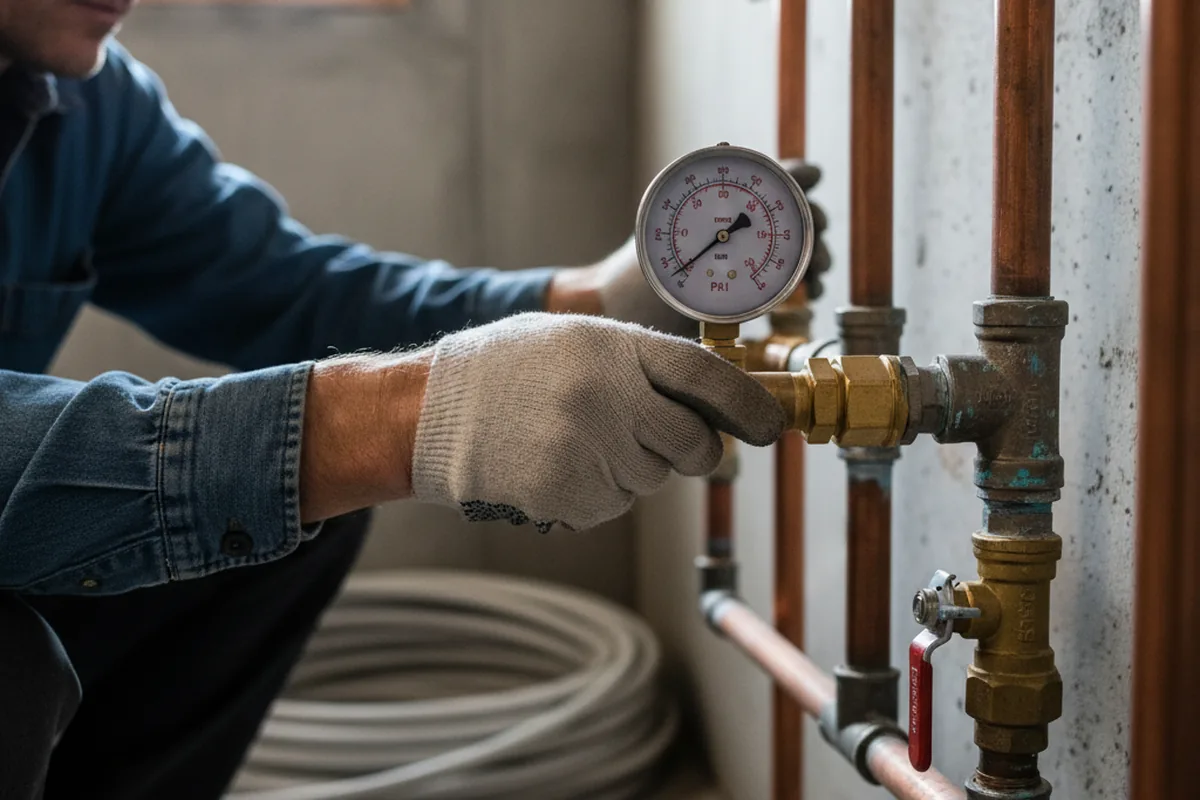Pressure testing a repaired line during Water Line Repair in Ayer